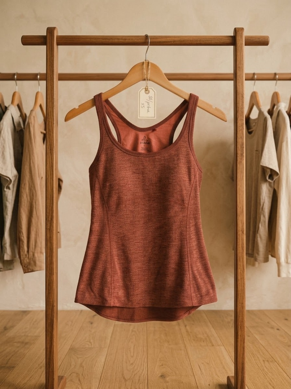 prAna Heathered Terracotta Open Back Racerback Tank S